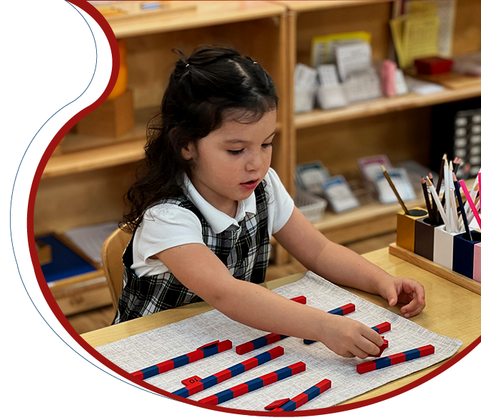 Student in Montessori curriculum Key Biscayne classroom